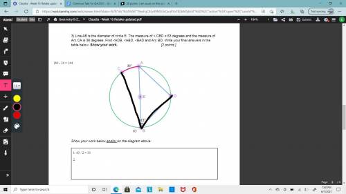 50 points. I am stuck on this question, Please help!

Line AB is the diameter of circle E. The mea