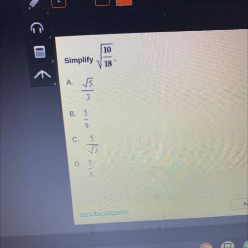 Help simplify √10/18