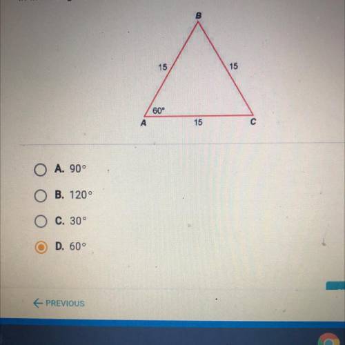 In the triangle below, what is the measure of c