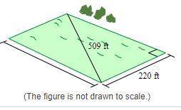 Writing What is the length of the rectangular plot of land​ shown? Use pencil and paper. How are th