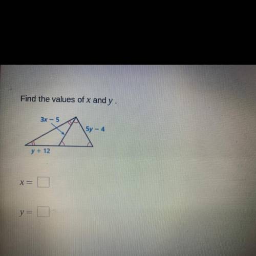 Find the values of x and y
X=
Y=