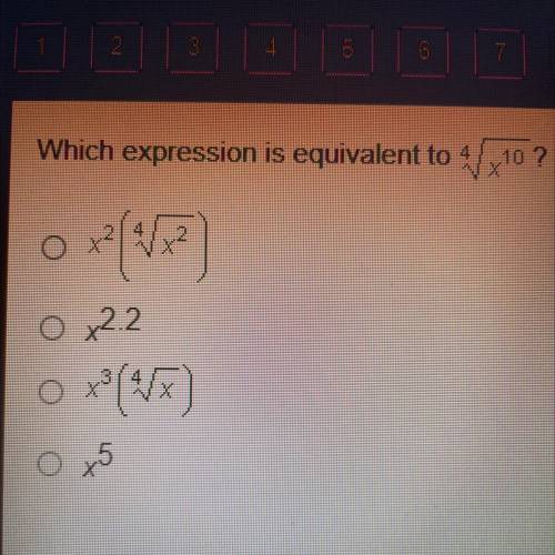 Which expression is equivalent to
,10 ?
4
o
O x2.2
o
o 5