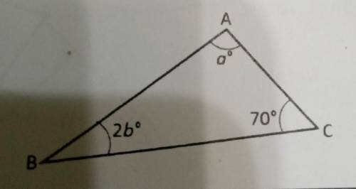 Explain why a + 2b = 110 in the triangle shown​