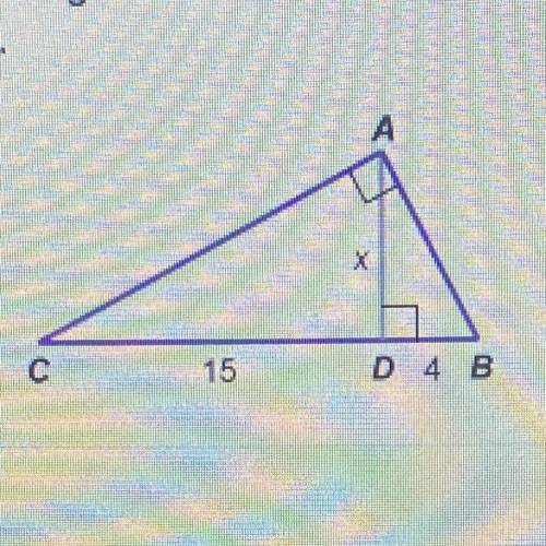 What is the value of x in the figure below? If necessary, round your answer to

the nearest tenth