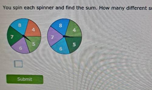 You spin each spinner and find the sum how many different sums are possible​