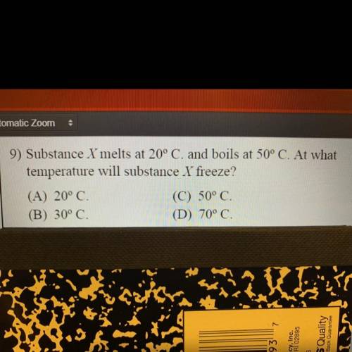 Substance X melts at 20° C. and boils at 50° C. At what temperature will substance X freeze?

Can