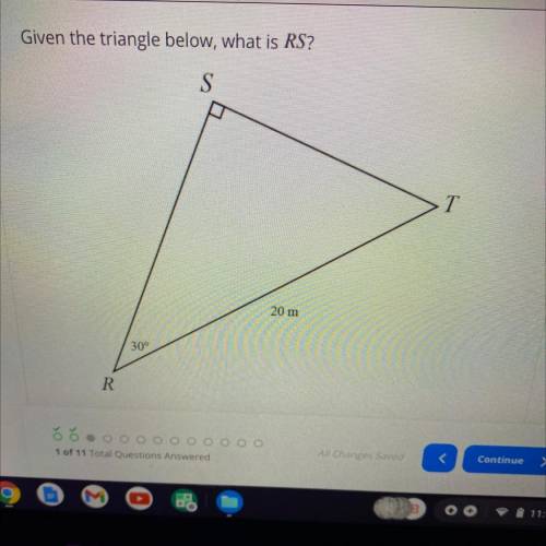 Given the triangle below, what is RS?