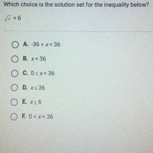 Which choice is the solution set for the inequality below?