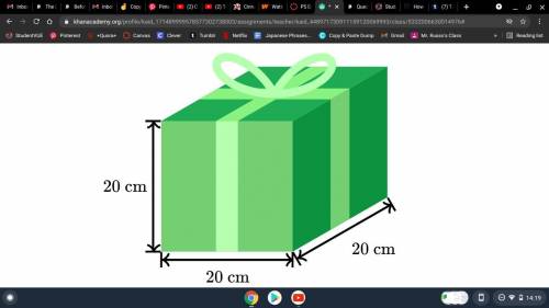 The present shown below is a cube.
Find the surface area of the present.