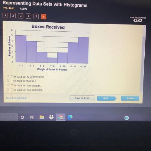 What is the best description of the data in the histogram

A The data is set symmetrical 
B The da