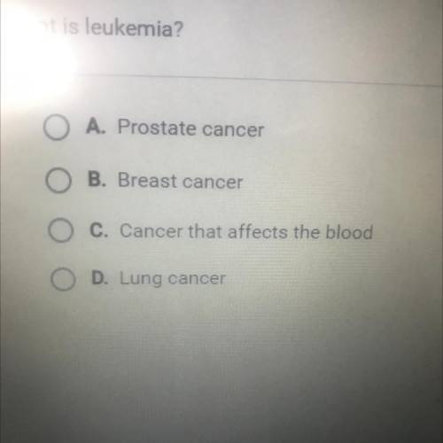 What is leukemia
A
B
C
D