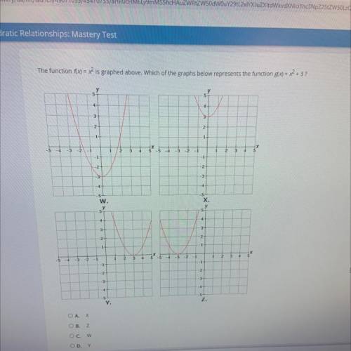 3

1-
-5
-4
-3
- 2
-
-1
-2
-3
The function fx) = x is graphed above. Which of the graphs below rep