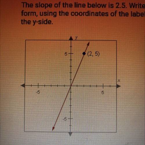 PLEASE HELP!! The slope of the line below is 2.5. Write the equation of the line in point-slope

f