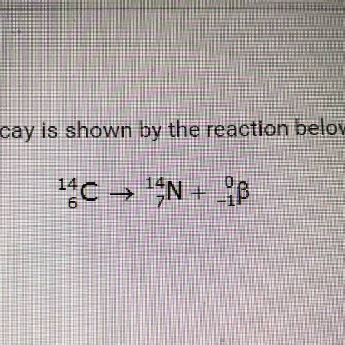 What type of nuclear decay is shown by the reaction below?

A. Alpha
B. Gamma
C. Beta
O D. Fission