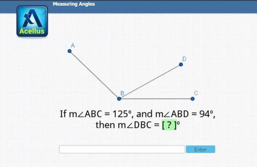 If mABC=125 and mABD=94 then m DBC, somebody help!