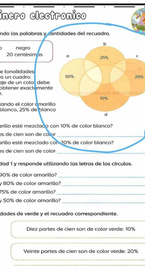 Cuál de los circulos tiene 90% de color amarillo?

en cuál de los circulos hay 80% de color amaril
