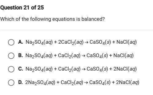 Which of the following equations is balanced? 
(options in photo)