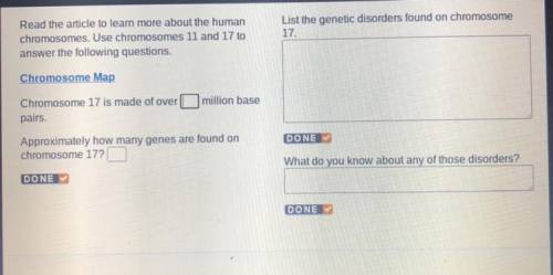 HURRY PLS INEED THE ANSWER. LISL the

17.
Read the article to learn more about the human
chromosom
