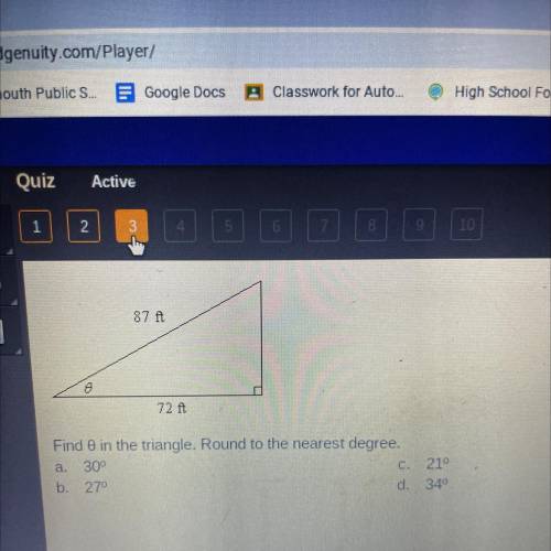 Find in the triangle. Round to the nearest degree.