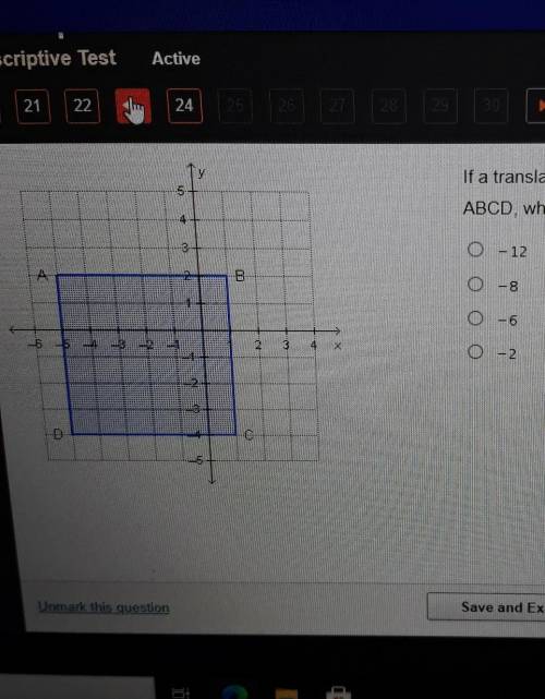 If a translation of T-3 -8(x, y) is applied to square ABCD, what is the y-coordinate of B'? 0 - 12