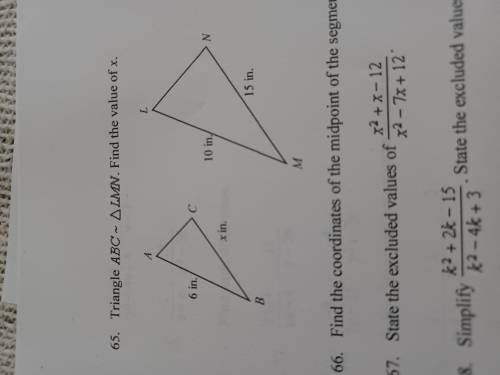 Triangle ABC is congruent to LMN. Find the value of x. Please and thank you!

Warning: if you give