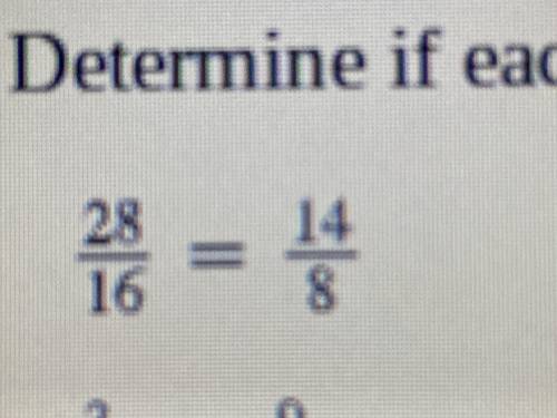 Is the proportion 28/16 = 14/8 correct
