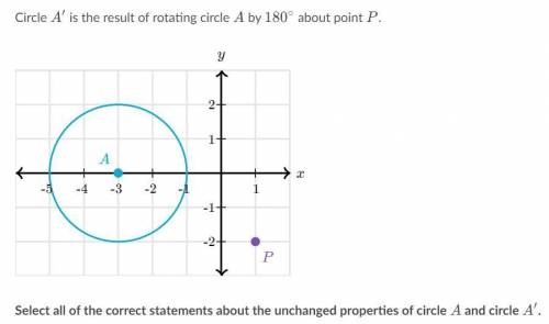 Choose all that apply:

1.Circle A and circle A', have the same circumference.
2.The radii of circ