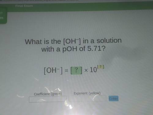What is the [OH-] in a solution with a pOH of 5.71?