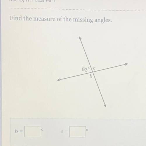 Find the measure of the missing angles.
83°C
b