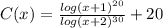 C(x)=\frac{log(x+1)^{20} }{log(x+2)^{30} } +20