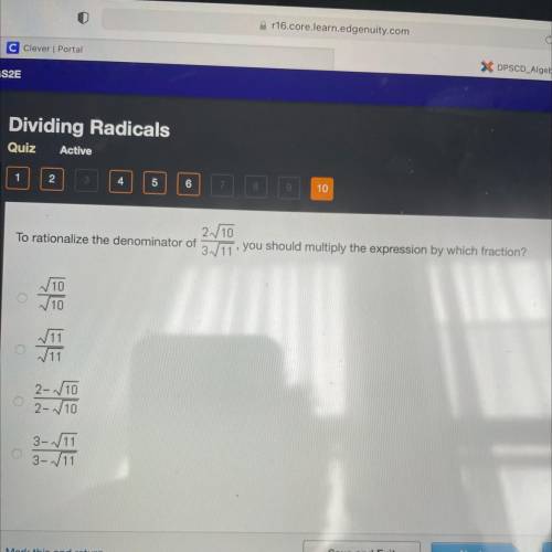 210

To rationalize the denominator of
3.11,You should multiply the expression by which fraction?