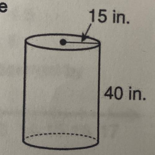 What is the volume of the

cylinder? Use 3.14 for a.
A 1200 cubic inches
B 1884 cubic inches
C 376