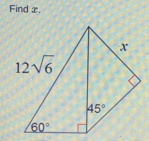 Find x on this special right triangle, decimals are not correct nor is 45