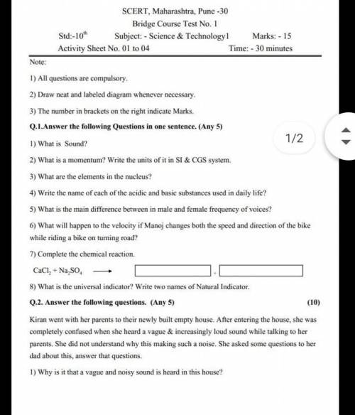 Please solve this science test with correct answers​