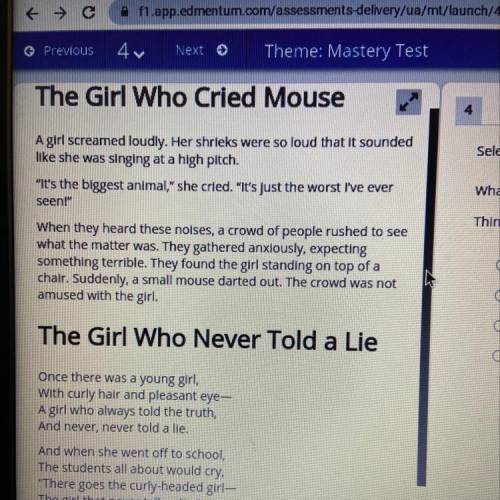The girls who cried mouse and the girls who never told a lie

4
Select the correct answer.
unded
W