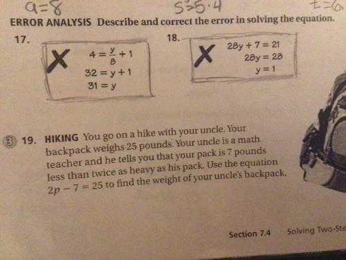 Describe and correct the error in solving the equation. Can someone help me with these three proble