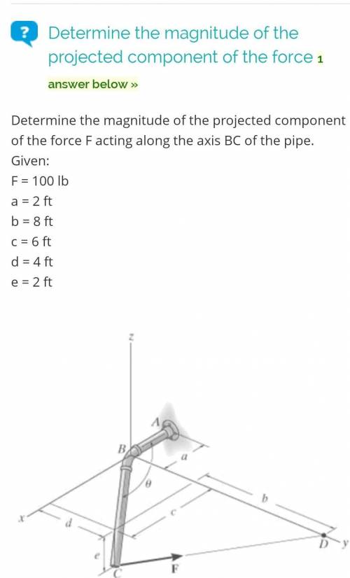 Xác định độ lớn thành phần chiếu của lực F lên phương BC của ốn