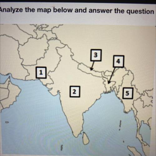 On the map above, India is located at number

A. 1
B. 2
C. 3
D. 4
Please select the best answer fr