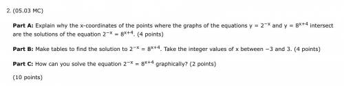 Help plsssssss

Part A: Explain why the x-coordinates of the points where the graphs of the equati