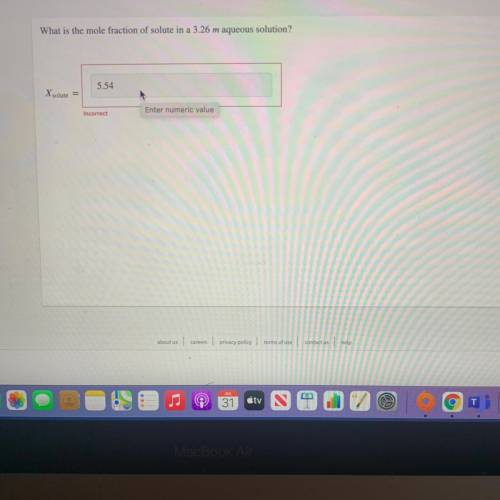 Please help

What is the mole fraction of solute in a 3.26 m aqueous solution?
X solute =