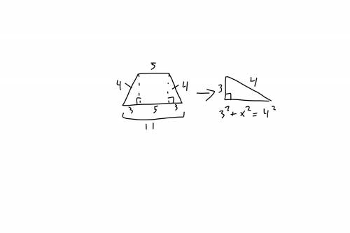 What is the height of an iscocles trapizoid, if the lengths of its bases are 5m and 11m and the leng