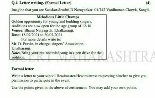 Write a formal letter give in the image​