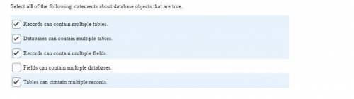 HELP ASAP!

Select all of the following statements about database objects that are true. 
- Record