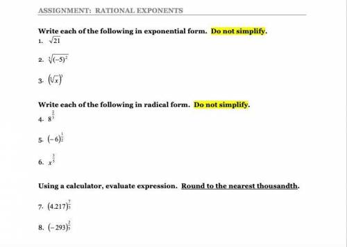 Write each of the following in exponential form. Do not simplify.
