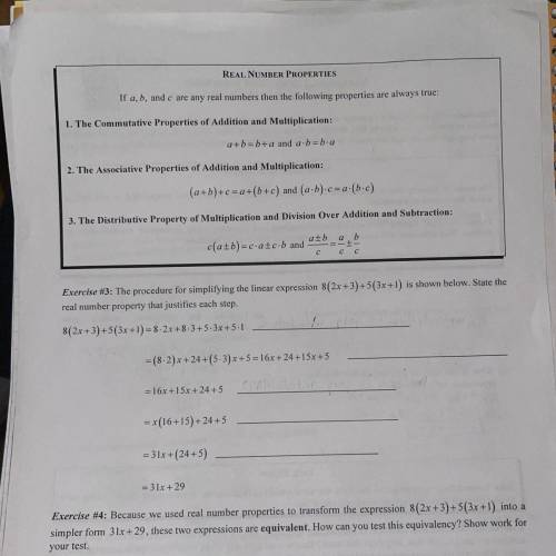 I need the answers for exercise 3 and 4 with explanation please