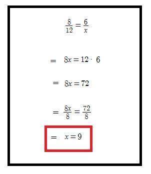 How do i solve 8/12 = 6/x