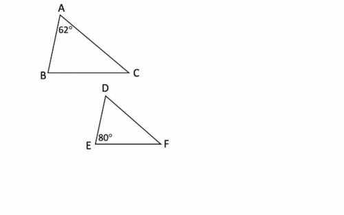 Triangles ABC and DEF are similar. Find the missing angles.
