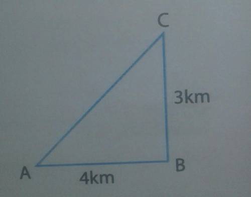 In the figure a cyclist moves A to B and then to C.he could also go through the shortest path AC. D