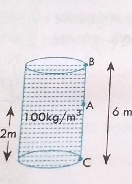 Calculate the pressure exerted at level A,B and C in the following figure. (use g=10m/s²)

show wi
