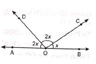 In the figure, AOB is a straight line. Find the value of x.